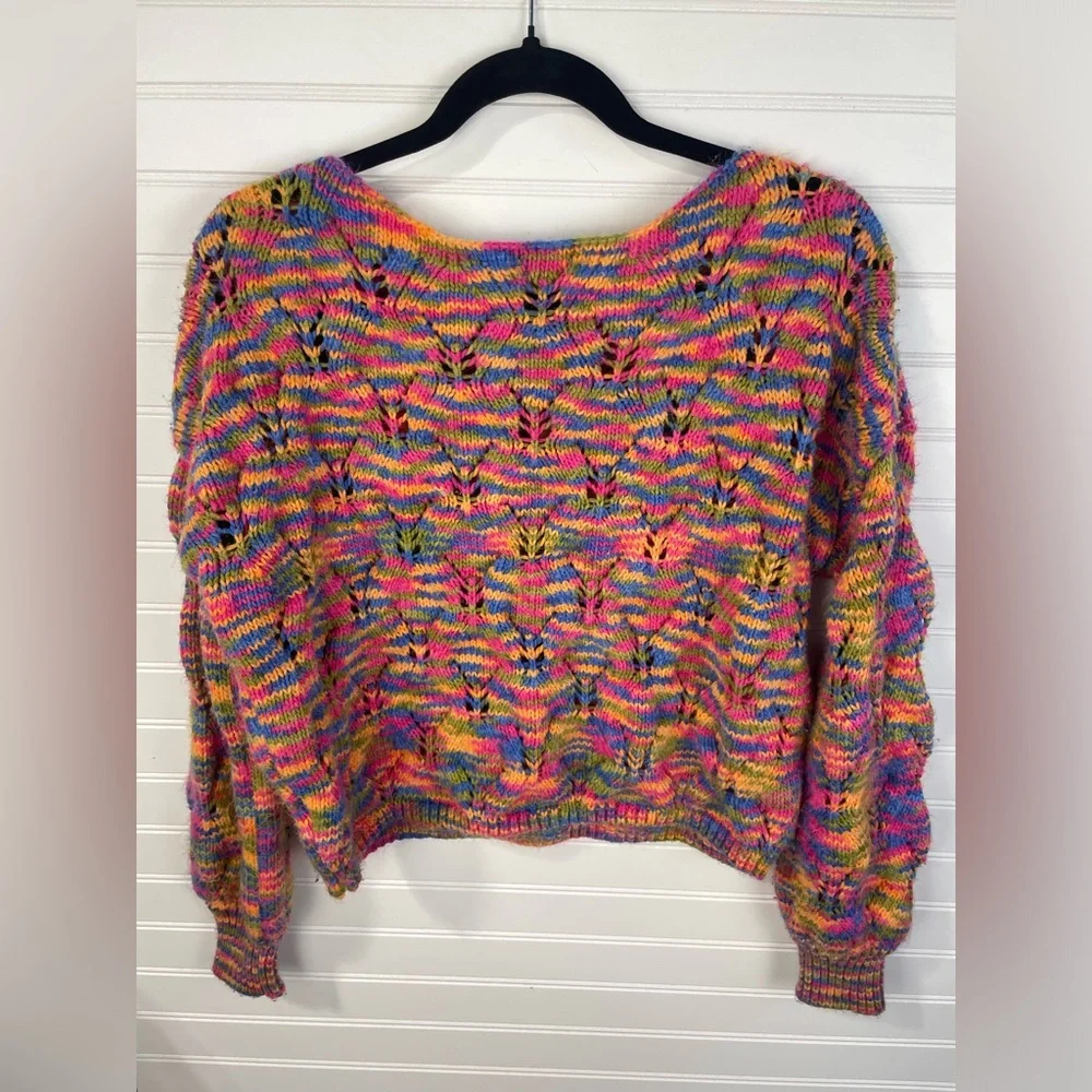 Wild Fable Colorful Chinky Knitted Fun Sweater Size Large Girl Juniors GUC